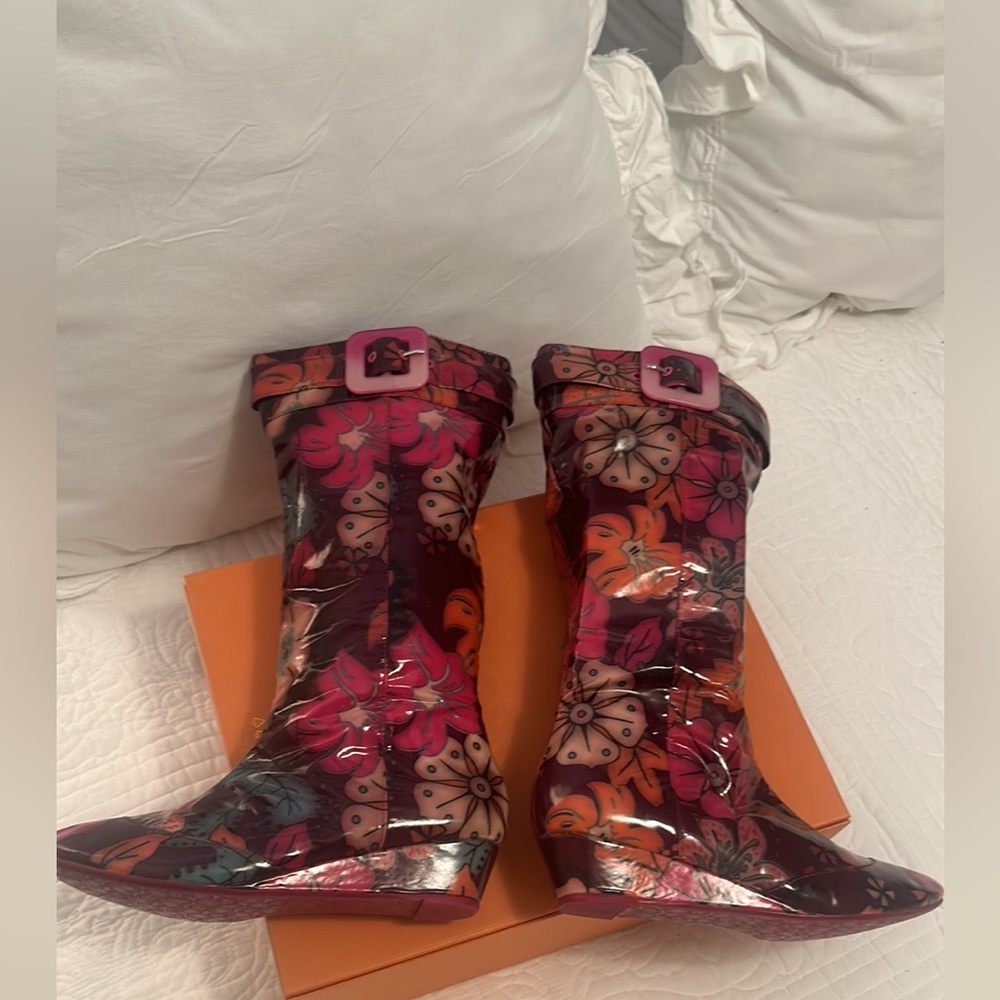 Poetic License Flowered Bohemian Soho Rain Boots View 6